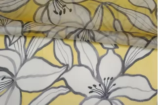 Шифон шёлковый MAX MARA Цветы на жёлтом MM H28/1 N50 14042550