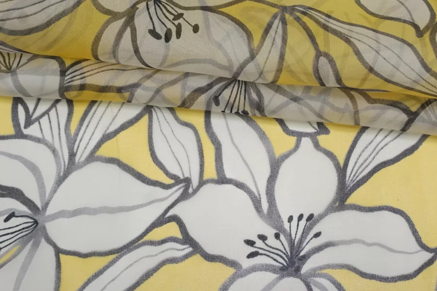 Шифон шёлковый MAX MARA Цветы на жёлтом MM H28/1 N50 14042550