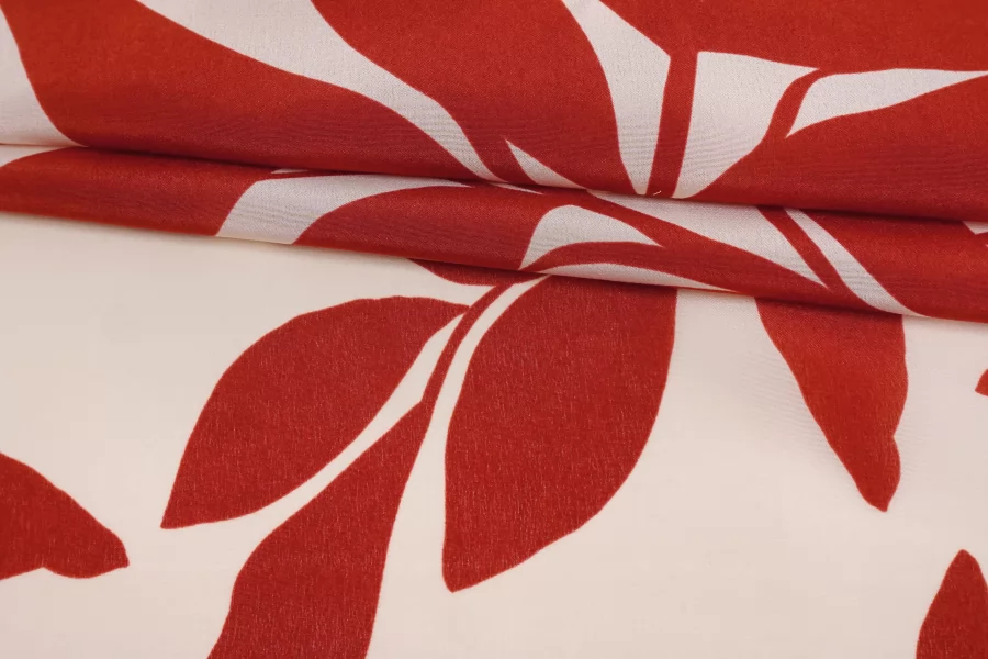 Крепдешин шёлковый Max Mara Цветы красно-пудровые MM H31 N40 14042551