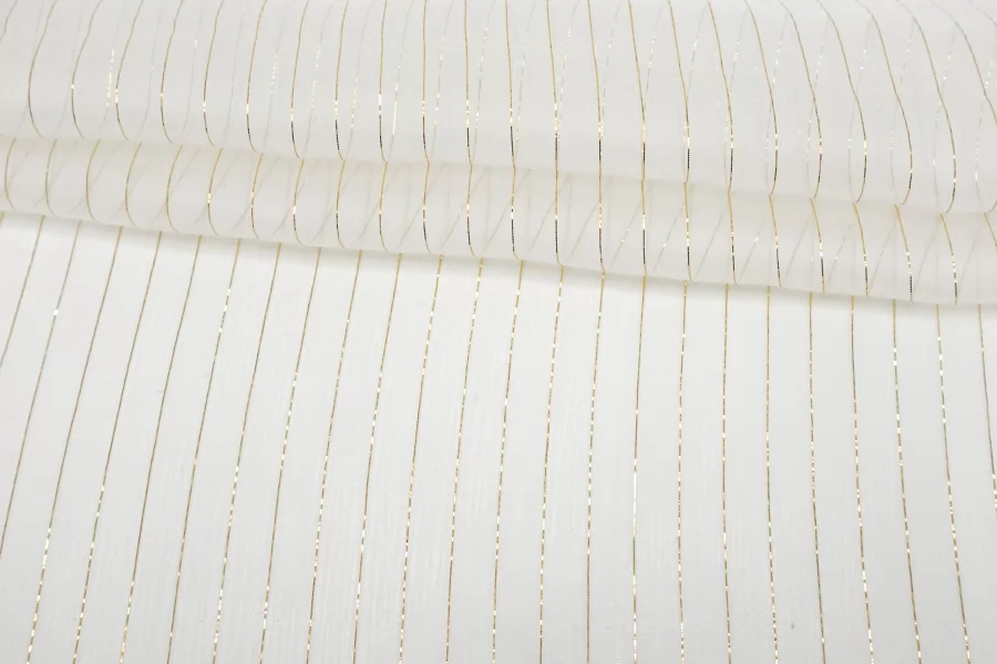 Шифон шёлковый MAX MARA Белый с золотистым люрексом MM H28/1 N50 14042552