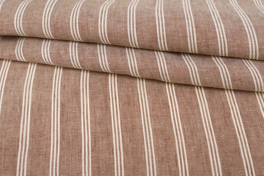 Лён плательно-костюмный MAX MARA Молочно-коричневый в полоску MM H16/2  G40 14042556