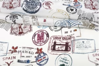 Крепдешин шелковый Max Mara Надписи на белом MM H31 N40 14042568