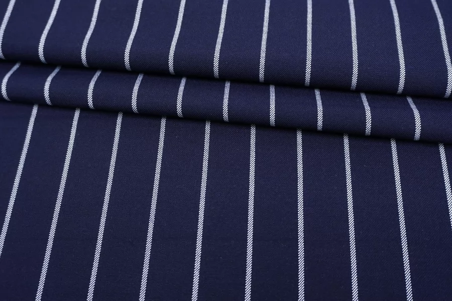 Поливискоза костюмно-плательная MAX MARA Тёмно-синяя в белую полоску MM H64 BB40  15042542