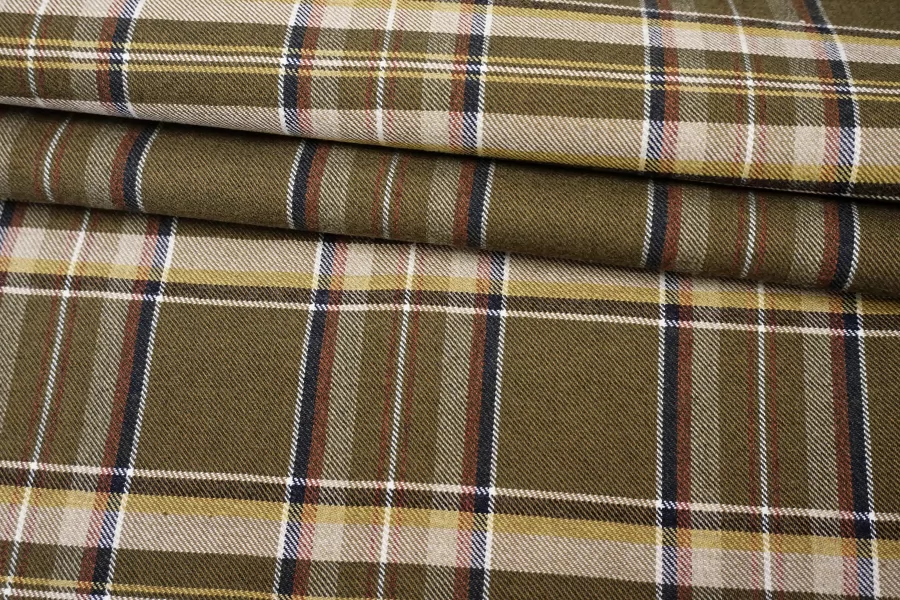 Хлопок с шерстью на мембране MAX MARA В клетку бежево-зелёный DJ H53/2 KK50 25052617