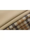 Плащевый хлопок водоотталкивающий дабл двусторонний BURBERRY Бежево-коричневая клетка BRS H53/2 jj00 4082627