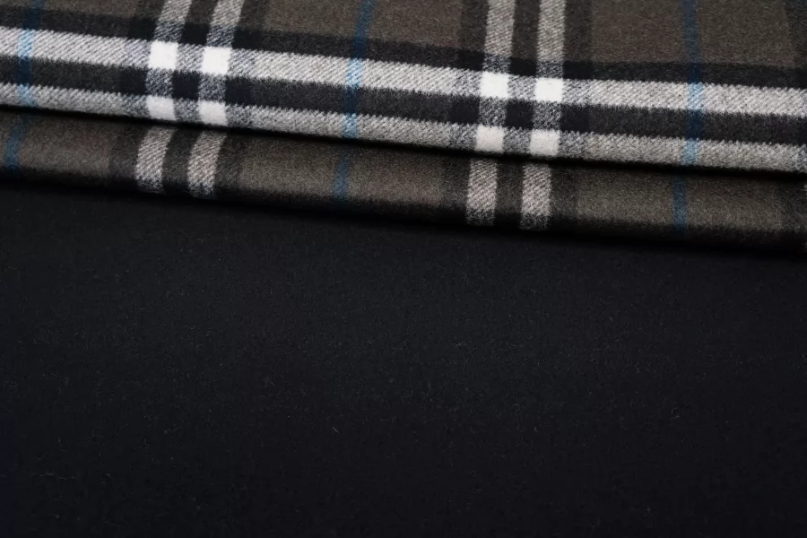 Пальтовая шерсть дабл двухслойная Burberry Серая в клетку BRS H57 CC40 4082650