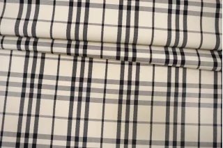 Плащевый хлопок водоотталкивающий BURBERRY Бежево-чёрная клетка BRS H53/4 KK40 3082692