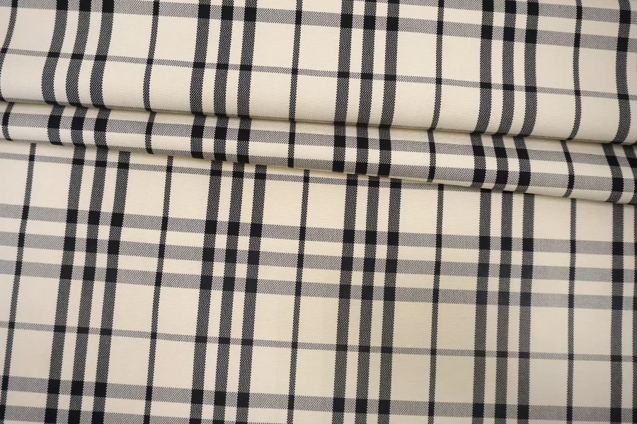 Плащевый хлопок водоотталкивающий BURBERRY Бежево-чёрная клетка BRS H53/4 KK40 3082692