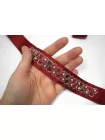 Пояс из репсовой ленты расшитый бисером и стразами Бордовый FR1-05 7062617