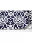 Жаккард хлопковый костюмный Бело-синий орнамент TRC H34/3 L00 11122528
