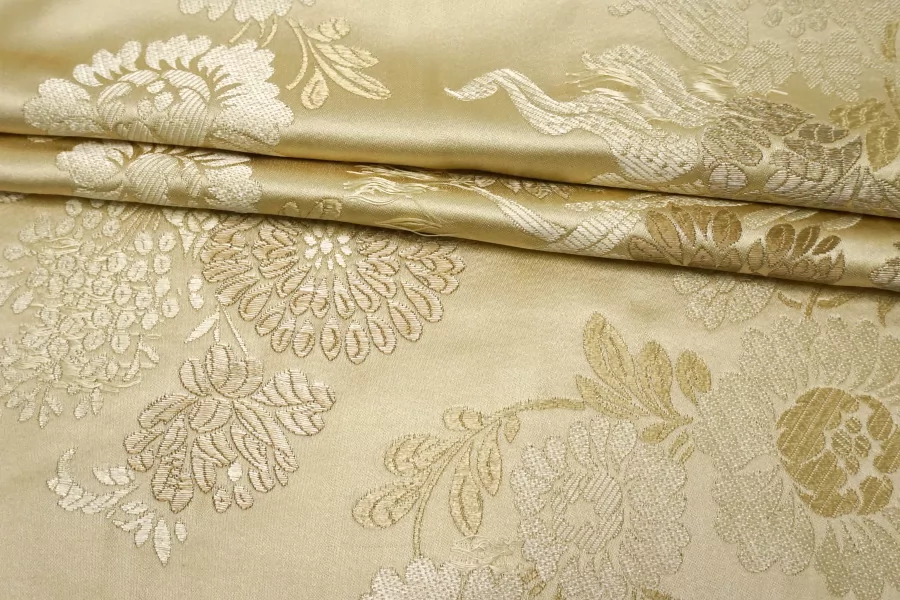 Жаккард шелковый цветы Золотистый TRC H34/2 M60 11122535