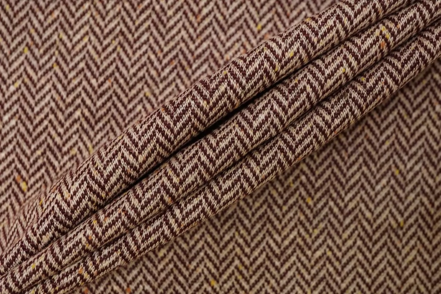 Джерси хлопковый с шерстью под твид в ёлочку Бордово-белый TRC H47/6 X30 11122563