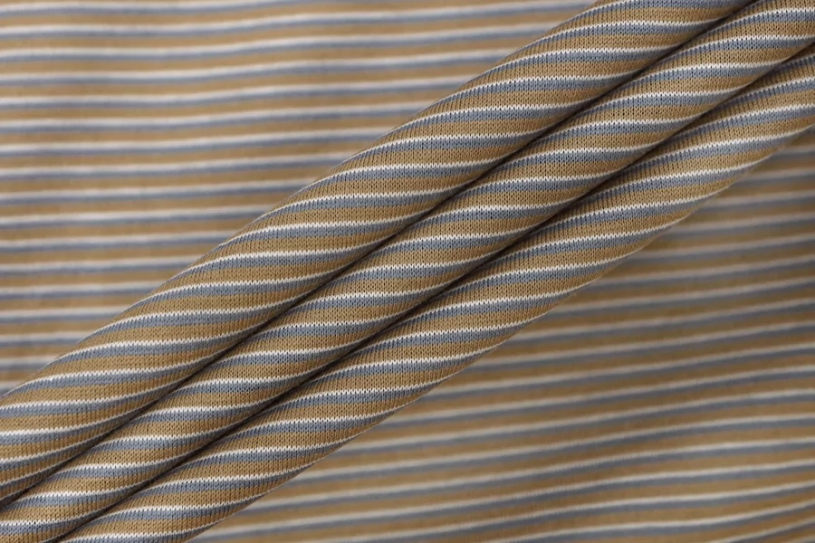 Трикотаж хлопковый кулирка мерсеризованный FERRAGAMO Бежевый в полоску TRC H41\5 Q10 11122595