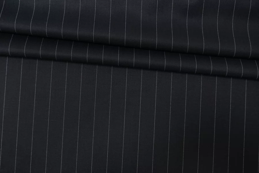 Костюмная поливискоза Иссиня-чёрная в полоску TRC H64 AA70 12122540