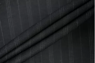 Хлопок с шелком костюмный в полоску Чёрно-серый TRC H11/1 B70 12122547