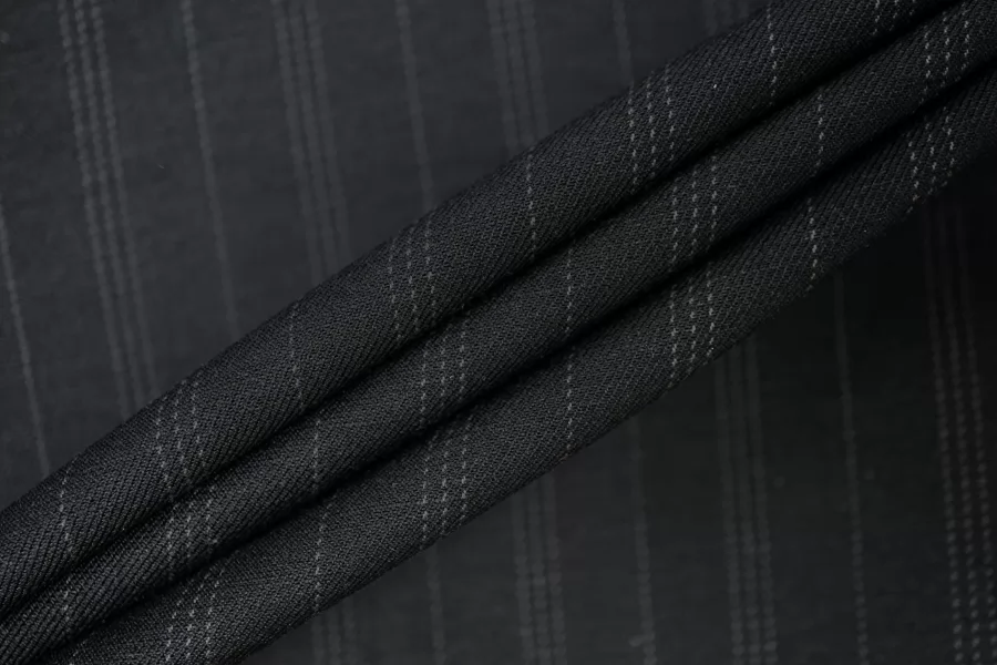 Хлопок с шелком костюмный в полоску Чёрно-серый TRC H11/1 B70 12122547