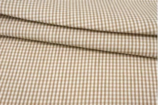 Хлопок-стрейч костюмный в клетку Бежево-молочный TRC H11/1 B70 12122549
