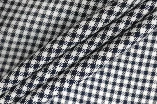 Хлопок-стрейч костюмный в клетку-гусиную лапку Бело-синий TRC H11/1 B70 12122550