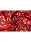 Атласный сирсакер шёлковый плательно-блузочный FORTE FORTE Цветы на красном TRC H31/1 N30 12122555