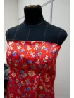 Атласный сирсакер шёлковый плательно-блузочный FORTE FORTE Цветы на красном TRC H31/1 N30 12122555