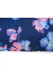 Атлас шёлковый плательно-блузочный FORTE FORTE Цветы на синем TRC H31/1 N30 12122564