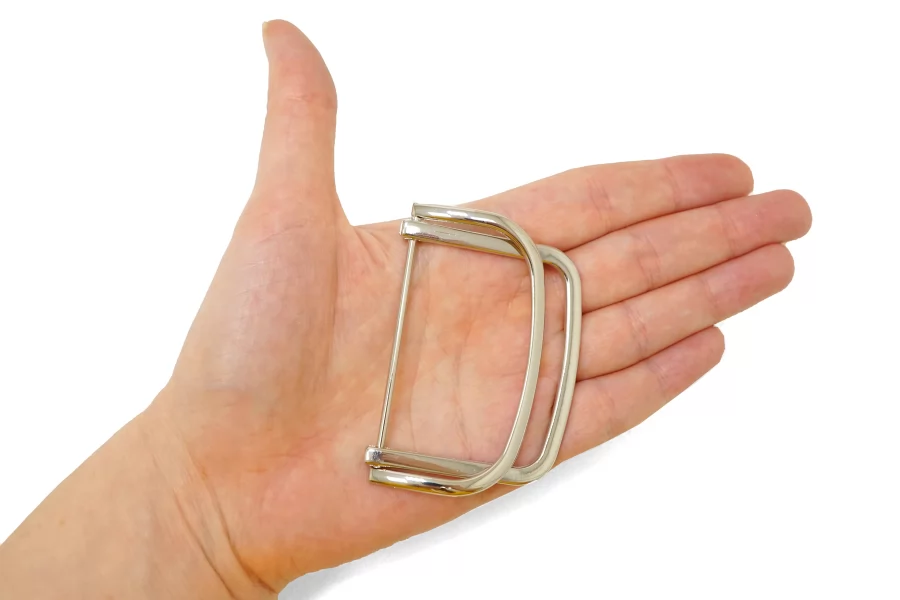 Пряжка двойная металл серебряная 45х70 мм (V-3)  15112524