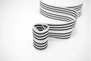 Резинка поясная  7 см  белая с черными полосками со сгибом  SHC40 17022605