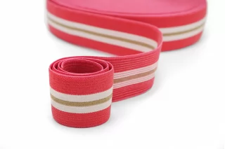 Резинка 5 см розовая с бежевой и белой полосками   SHC40 17022608