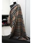 Пальтовая шерсть с кашемиром двусторонняя двухслойная дабл BURBERRY Крупная клетка с тёмно-коричневой стороной FRM H56 BB60 17122511