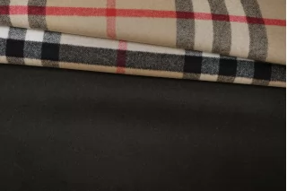 Пальтовая шерсть с кашемиром двусторонняя двухслойная дабл BURBERRY Крупная клетка с тёмно-коричневой стороной FRM H56 BB60 17122511