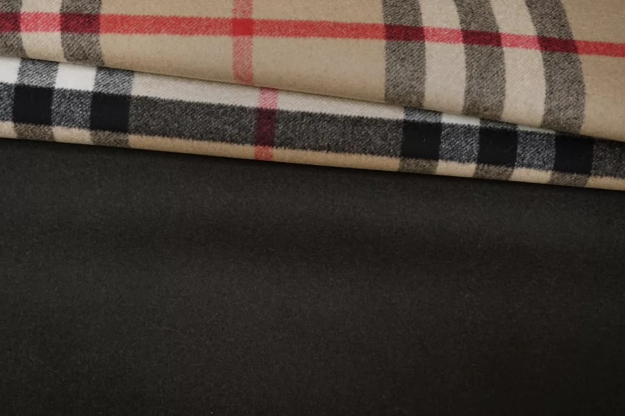 Пальтовая шерсть с кашемиром двусторонняя двухслойная дабл BURBERRY Крупная клетка с тёмно-коричневой стороной FRM H56 BB60 17122511
