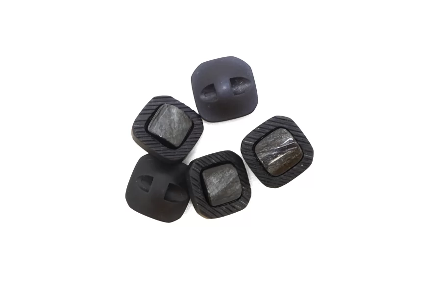 Пуговица пластиковая на ножке графит с перламутровой вставкой  15 мм  (L-3)  26112578