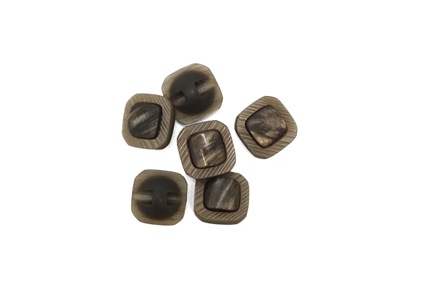 Пуговица пластиковая на ножке светло-коричневая с перламутровой вставкой  15 мм  (L-3)  26112584