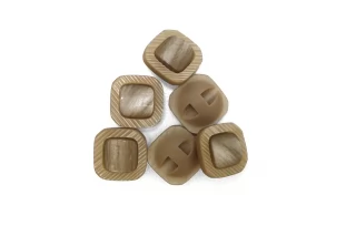 Пуговица пластиковая на ножке Бежевая с перламутровой вставкой 15 мм (L-3) 26112587