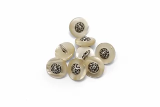 Пуговица пластиковая на ножке Молочная с серебряной вставкой 12 мм (К-3) 27112506