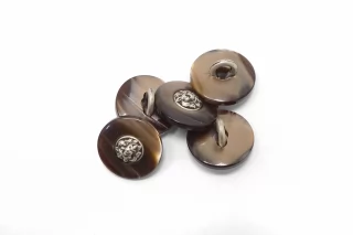 Пуговица пластиковая на ножке Коричневая с серебряной вставкой 15 мм (К-3) 27112508