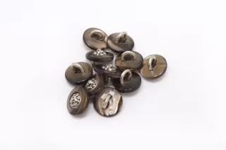 Пуговица пластиковая на ножке Коричневая с серебряной вставкой 12 мм (К-3) 27112509