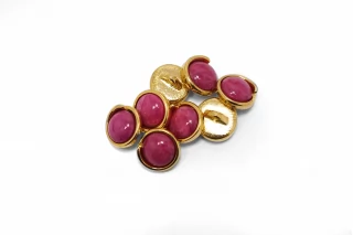 Пуговица металлическая золотая с розовым 12 мм  (К-3)  27112517