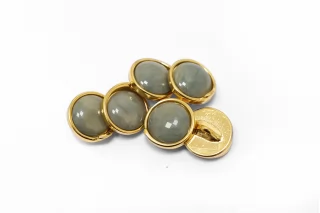 Пуговица металлическая Пыльно оливковая в золоте 15 мм (К-3) 27112518
