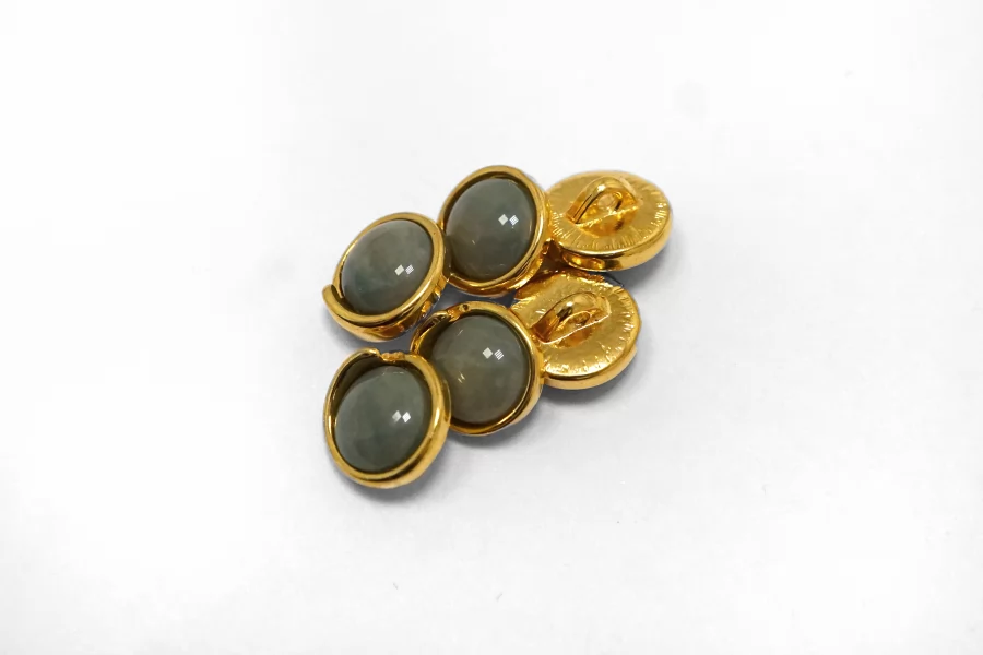 Пуговица металлическая Пыльно оливковая в золоте 12 мм  (К-3) 27112519