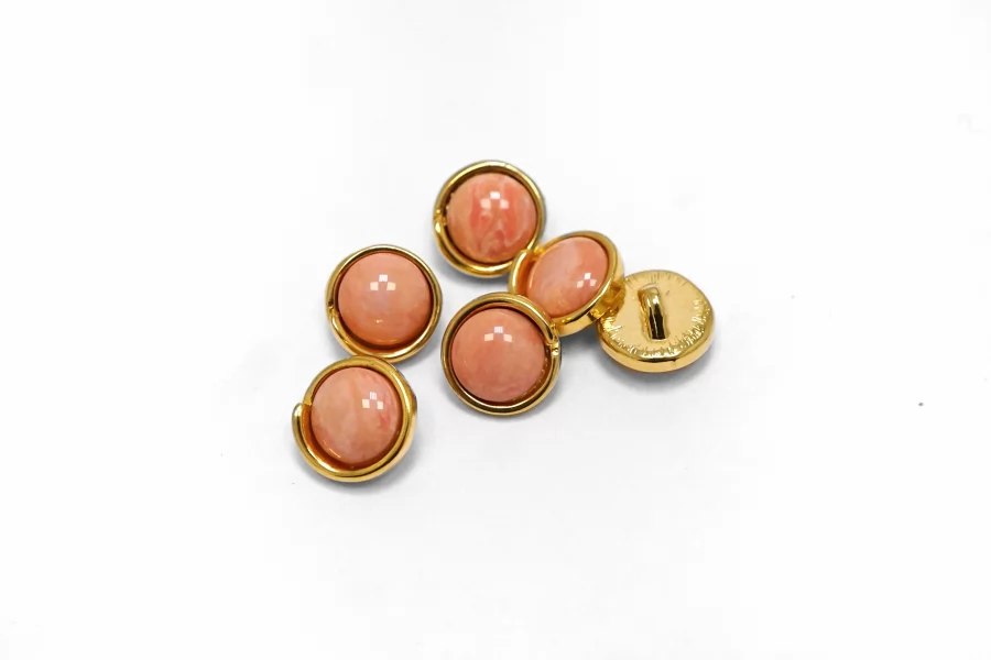 Пуговица металлическая Персиковая в золоте 12 мм  (К-3)  27112521