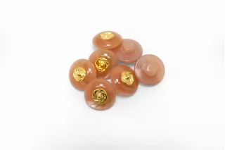 Пуговица пластиковая на ножке Пыльно- Розовая с золотой вставкой 12 мм (К-3) 27112541