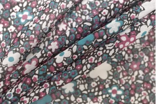 Батист хлопок с шелком Цветы на чёрном  SF H2/3 O10 14012652