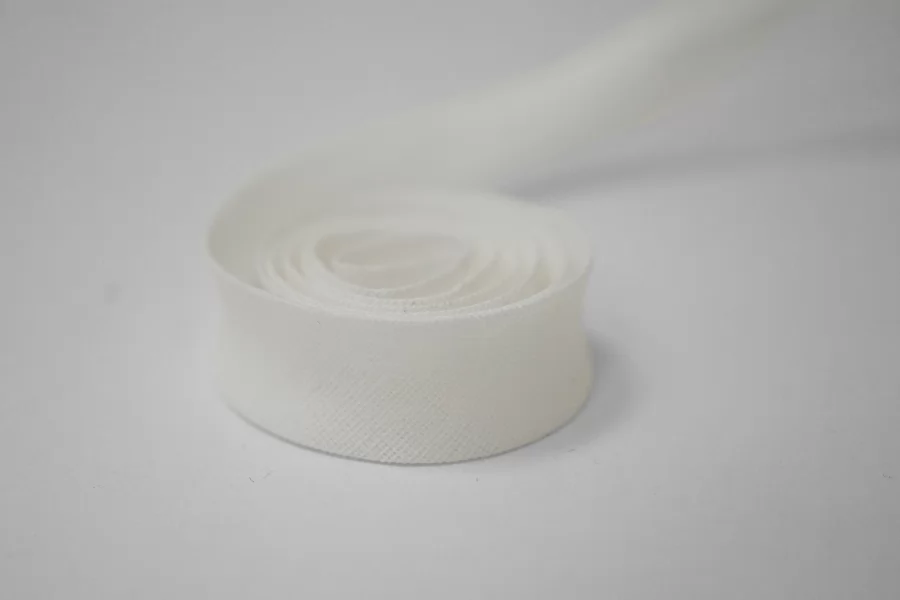 Косая бейка хлопковая 1,4 см белая  SHB40 17022645
