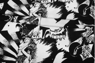 Вискозный трикотаж Чёрно-белый абстракция с девушками BNC H43/5 V00 25032634