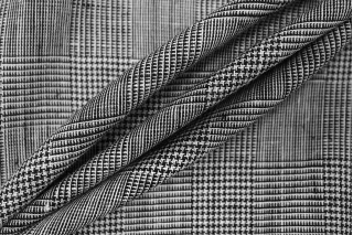 Лён с хлопком костюмно-плательный Чёрно-белый в клетку BNC Н16/2 F10 25032637