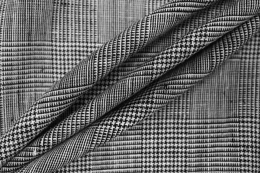 Лён с хлопком костюмно-плательный Чёрно-белый в клетку BNC Н16/2 F10 25032637