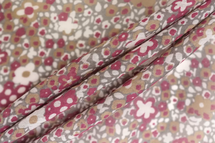 Батист хлопок с шелком Цветы на сером SF H2/3 O10 7042615