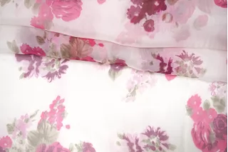 Шифон шёлковый MAX MARA Цветы на белом MM H002 FF22 20042634 Шифон шёлковый MAX MARA Цветы на белом MM H002 FF22 20042634