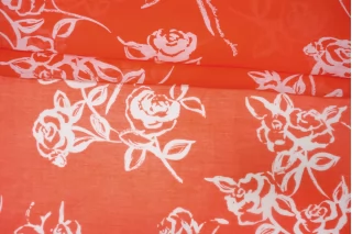 Батист хлопок с шёлком MAX MARA Цветы на коралловом MM H002 FF44 20042668